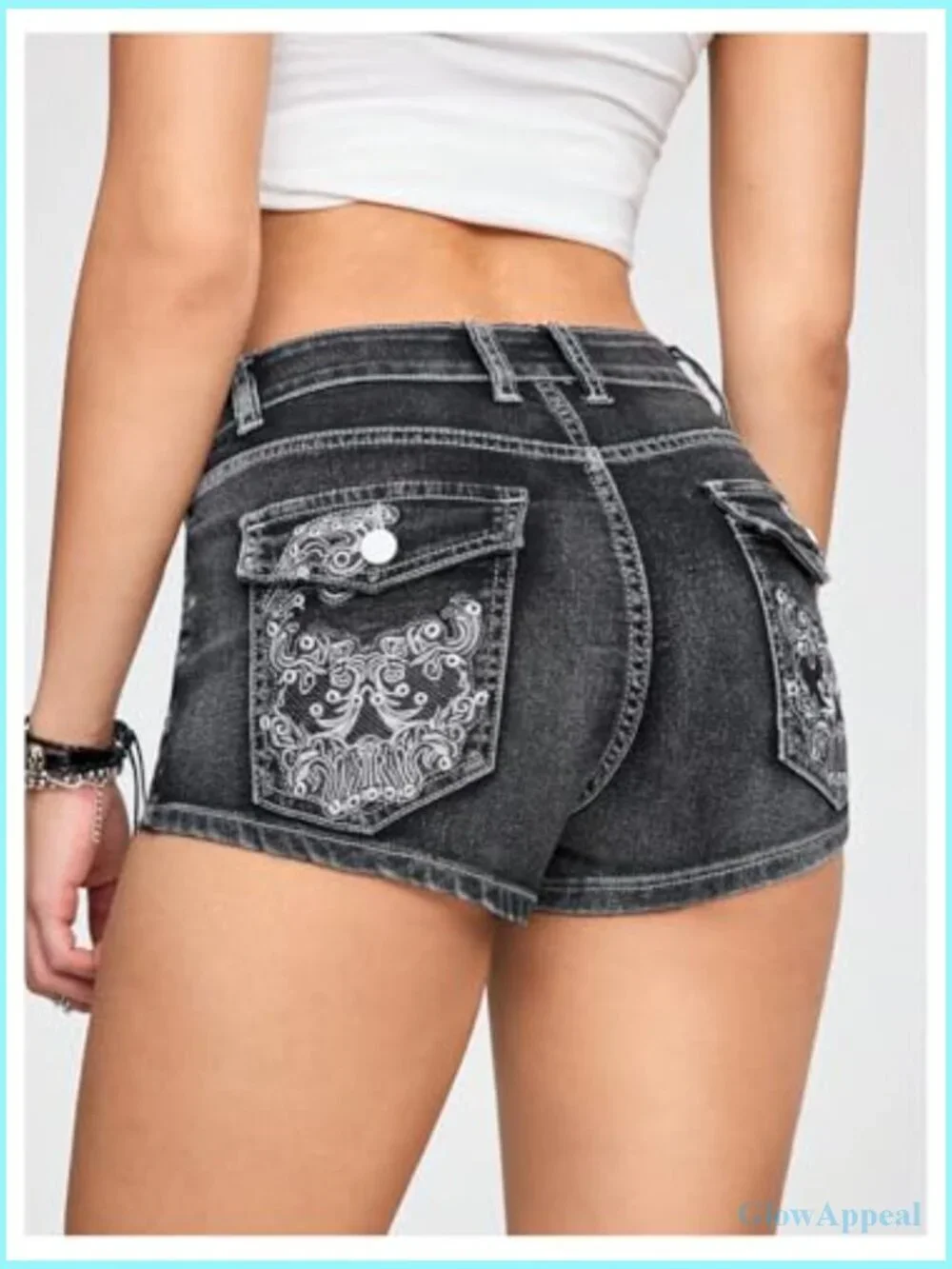 Y2k Low Rise Denim Shorts Skinny Stretch Mini Jean Shorts Streetwear